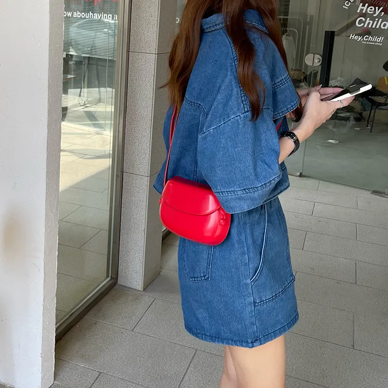 PINK·LAND Pu Shoulder Bag Regular Women's Red+Shopping Bag/Apricot+Shopping Bag/Chocolate+Shopping Bag-1