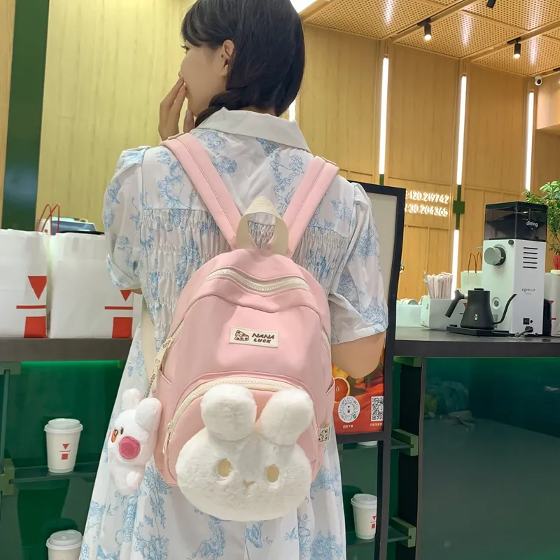 PINK·LAND Nylon Backpack Women's Black/Pink/Green/Orange/Purple-3