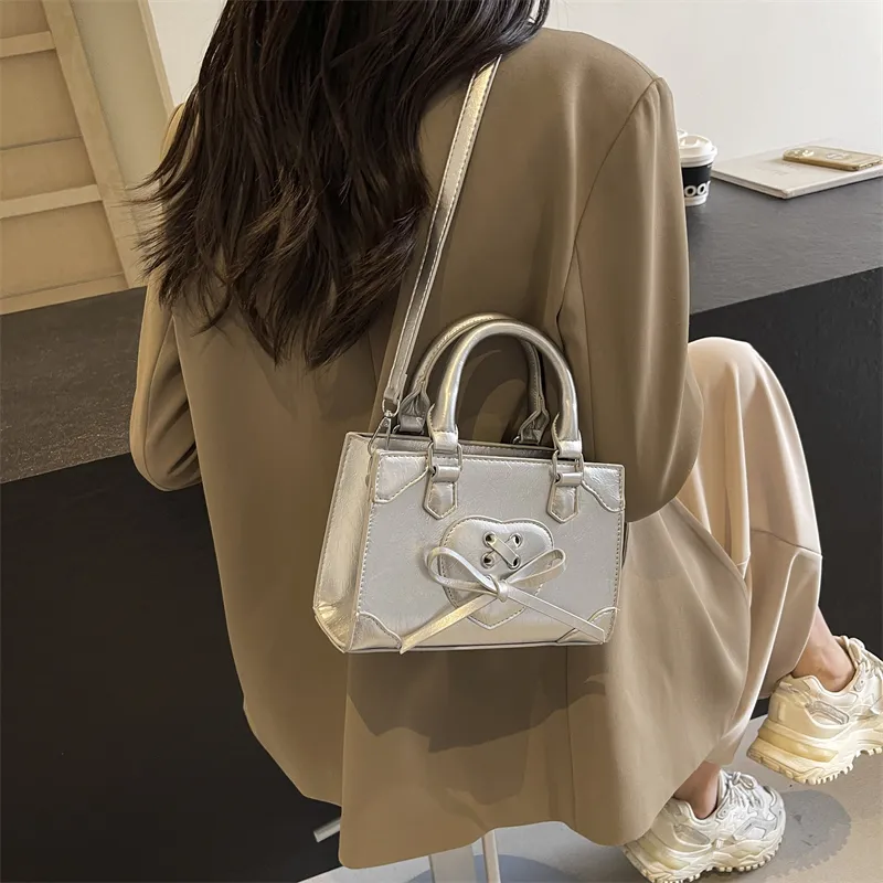 PINK·LAND PU Handbag Regular Women's Silver/Ecru/Burgundy/Black-1