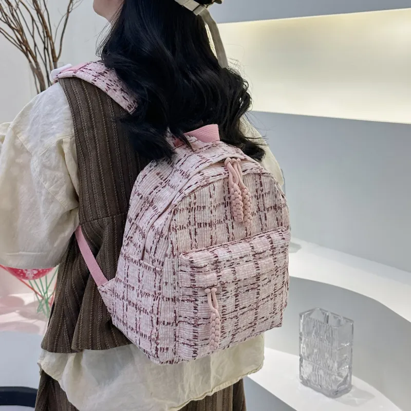 PINK·LAND Nylon Backpack Unisex Blue/Pink/Green-7
