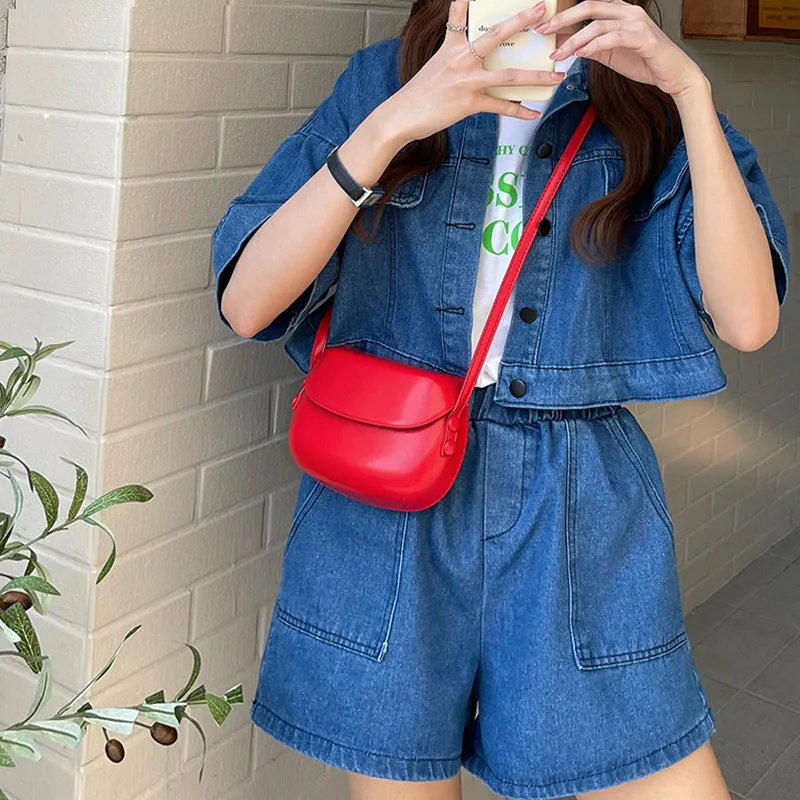 PINK·LAND Pu Shoulder Bag Regular Women's Red+Shopping Bag/Apricot+Shopping Bag/Chocolate+Shopping Bag-2