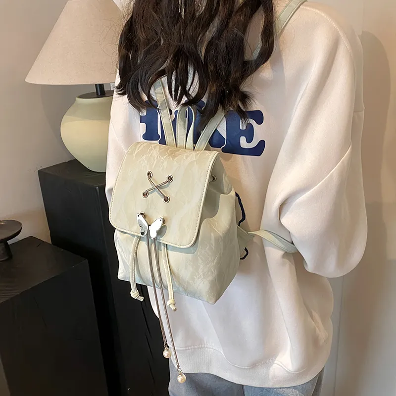 PINK·LAND PU Backpack Women's Silver/White/Green/Black-14
