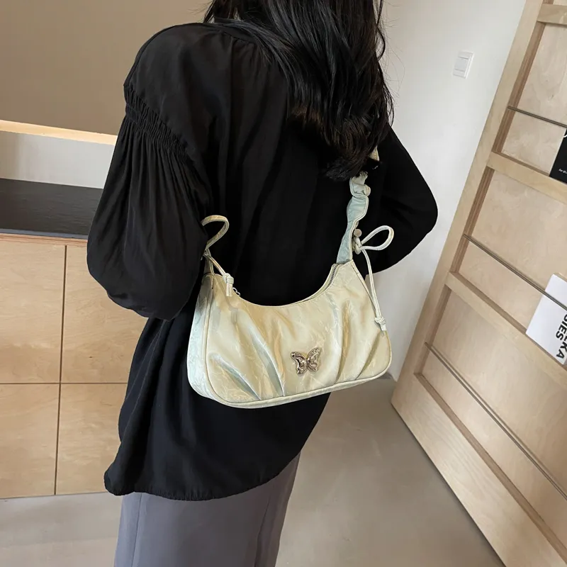 PINK·LAND PU Shoulder Bag Women's Ecru/Silver/Green Black-13