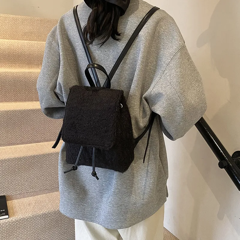 RUIPAI Woolen Backpack Women's Gray/Black-10