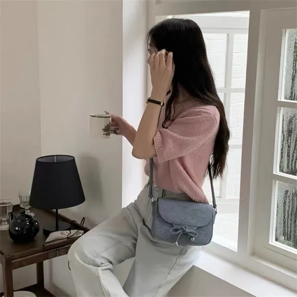 PINK·LAND Denim Crossbody Bag Regular Women's Denim Blue-3