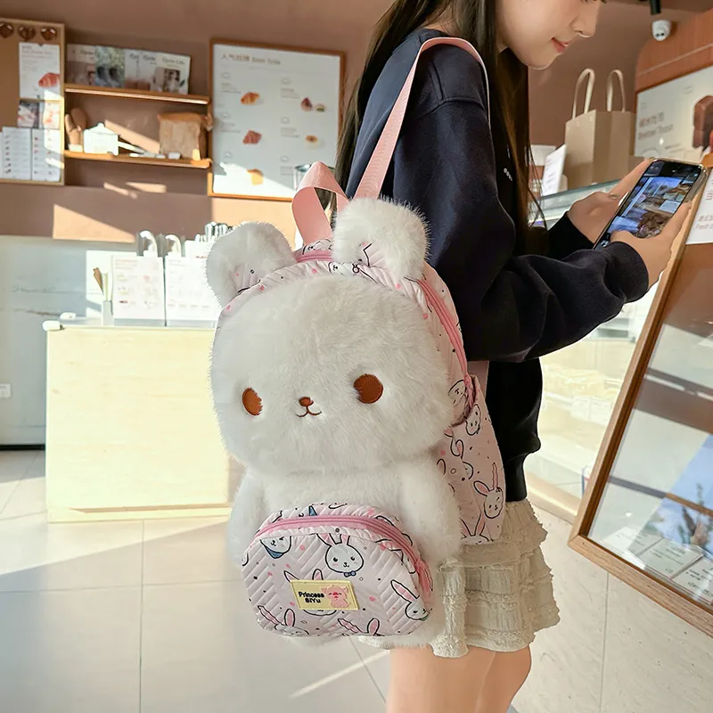 RUIPAI Nylon Plush Backpack Regular Women's Blue/Beige Yellow/Light Pink/Dark Pink-13