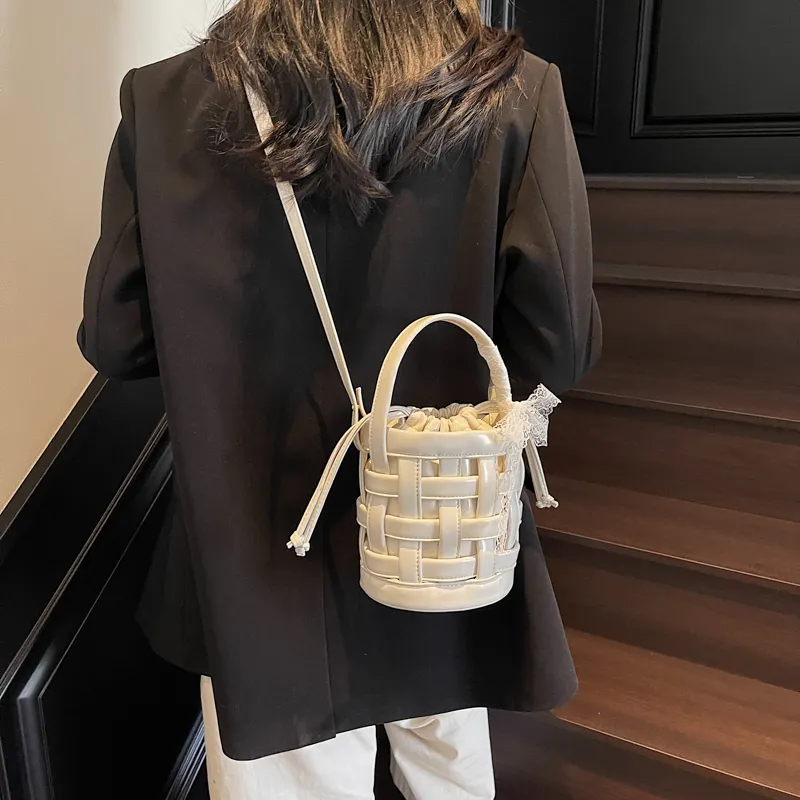 RUIPAI PU Bucket Bag Handbag Women's Black/Ecru/Blue/Silver/Pink-11