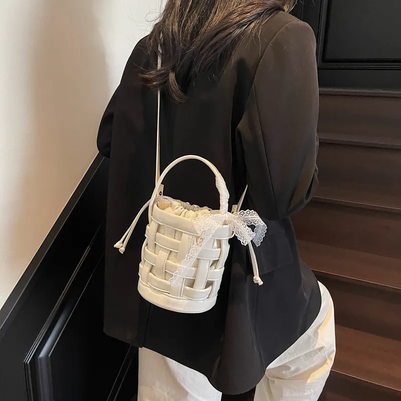 RUIPAI PU Bucket Bag Handbag Women's Black/Ecru/Blue/Silver/Pink-12