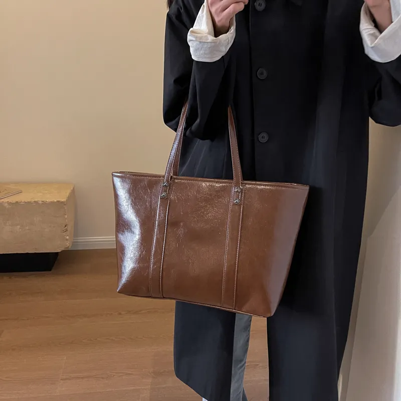 ROSEROOEN PU Tote Handbag Shoulder Bag Regular Women's Brown/Coffee/Black-7