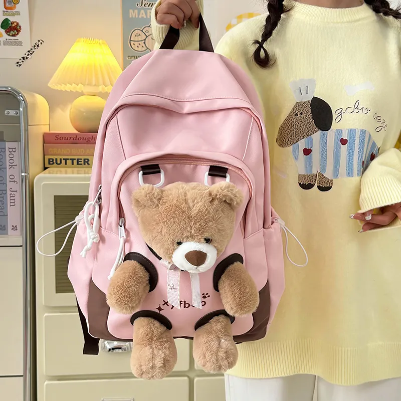 PINK·LAND Polyester Backpack Women's Pink/Yellow-1
