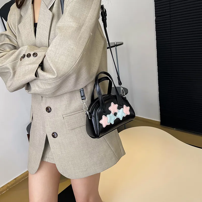 PINK·LAND PU Dome Bag, Crossbody Bag, Shoulder Bag Women's Silver/Ecru/Black-11
