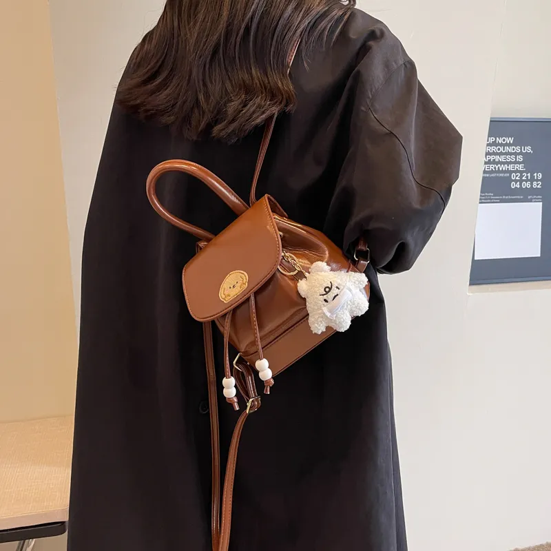 PINK·LAND PU Backpack Women's Black/Brown-6