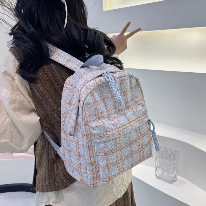 PINK·LAND Nylon Backpack Unisex Blue/Pink/Green-1