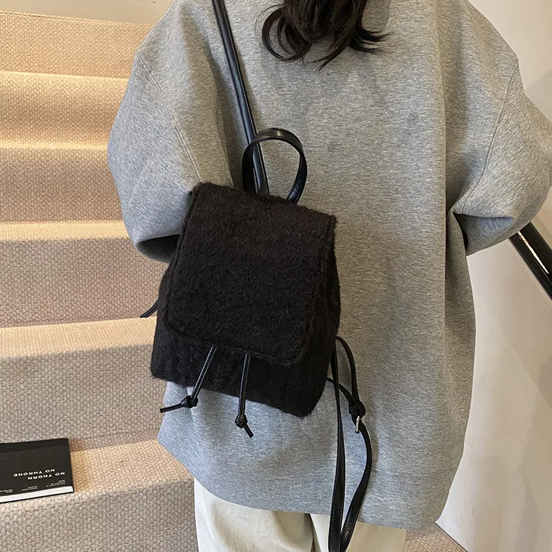 RUIPAI Woolen Backpack Women's Gray/Black-12