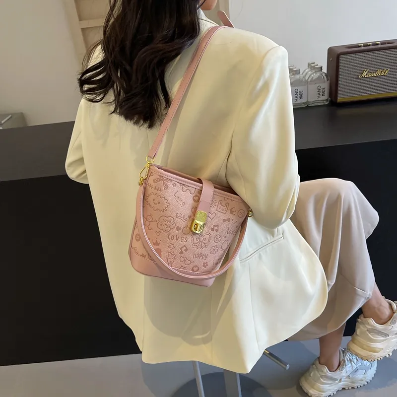 RUIPAI PU Bucket Bag, Shoulder Bag, Crossbody Bag, Handbag Regular Women's Pink/Ecru/Blue/Khaki-4