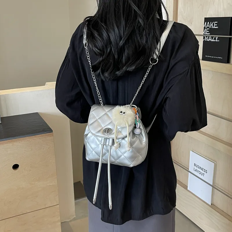 PINK·LAND PU Backpack Women's Silver & Pink/Pink/Ecru/Black/Black & Pink/Blue-8