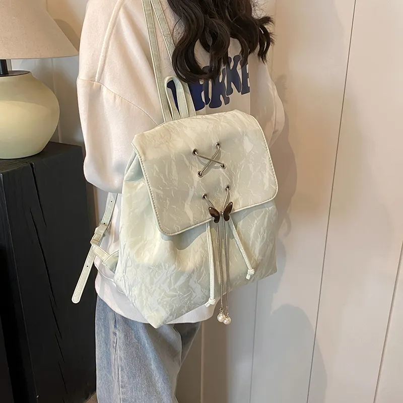 PINK·LAND PU Backpack Women's Silver/White/Green/Black-17