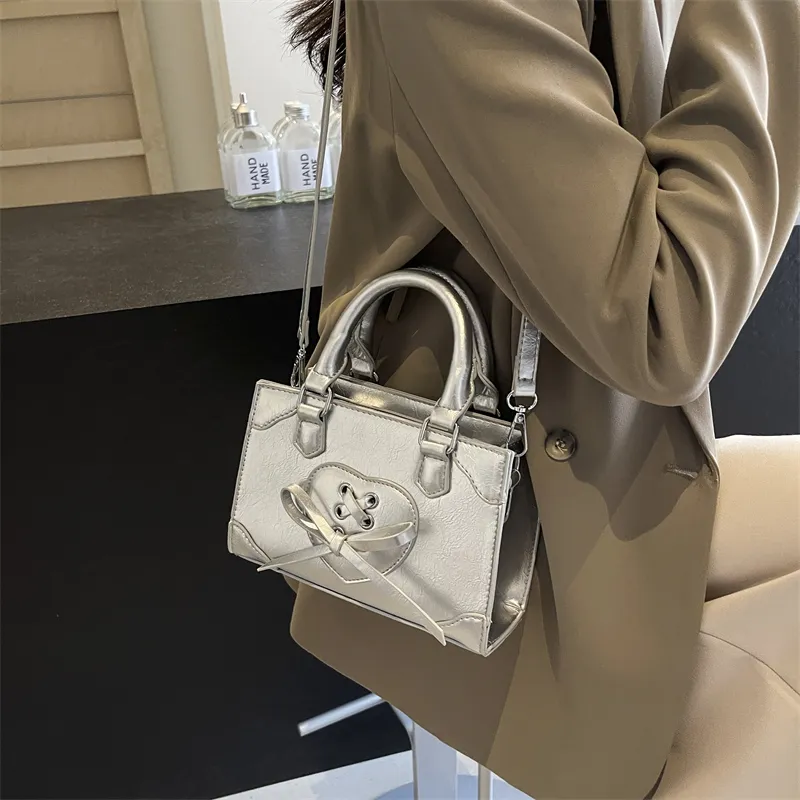 PINK·LAND PU Handbag Regular Women's Silver/Ecru/Burgundy/Black-4
