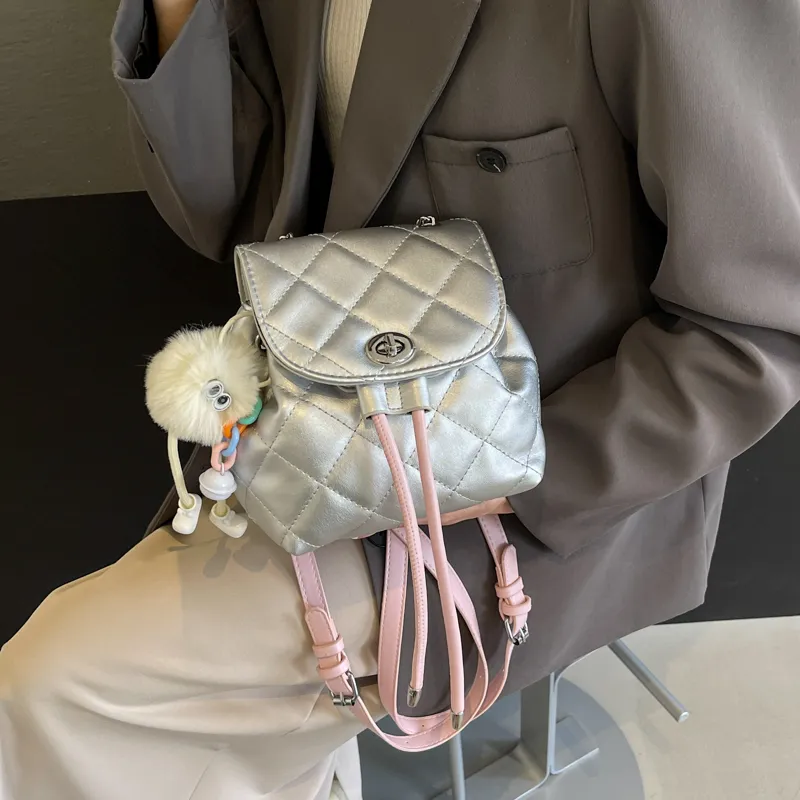 PINK·LAND PU Backpack Women's Silver & Pink/Pink/Ecru/Black/Black & Pink/Blue-1