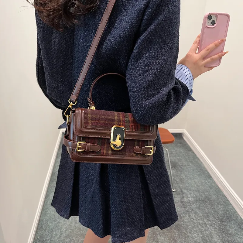 RUIPAI Woolen Crossbody Bag, Shoulder Bag, Handbag Regular Women's Coffee/Black/Burgundy-18