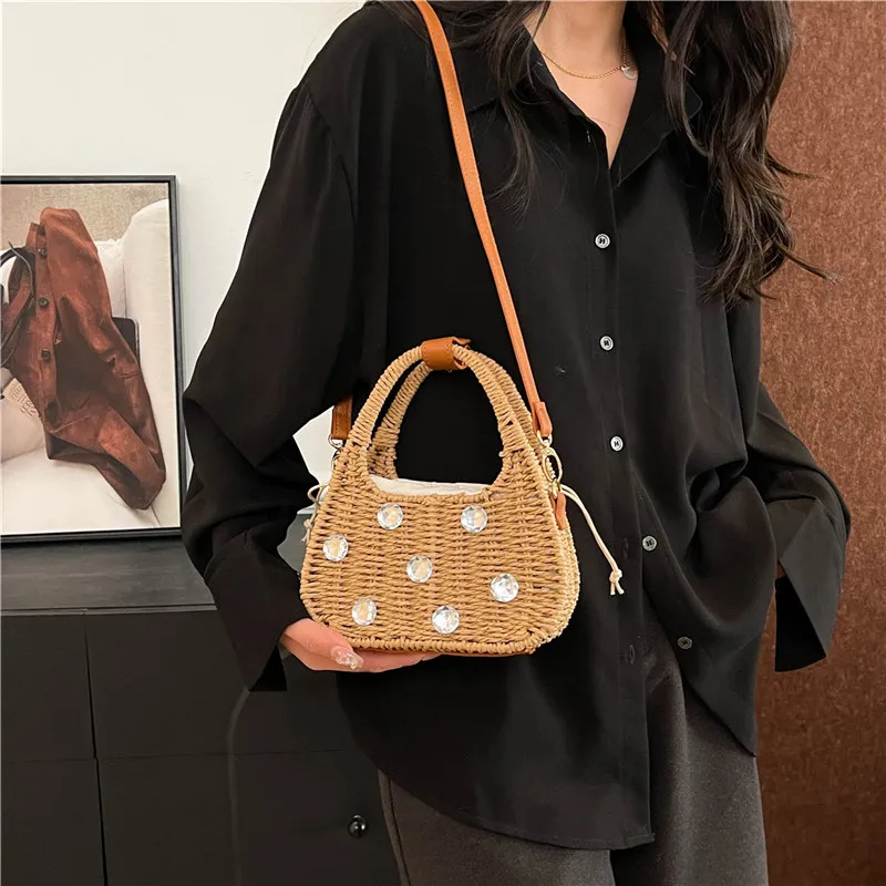 RUIPAI Woven Handbag Regular Women's Beige/Khaki-12