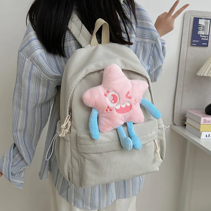 PINK·LAND Nylon Backpack Medium Size Women's White/Pink/Green/Yellow-34