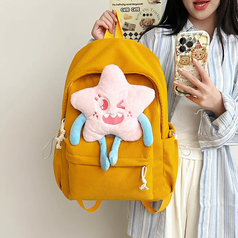 PINK·LAND Nylon Backpack Medium Size Women's White/Pink/Green/Yellow-32