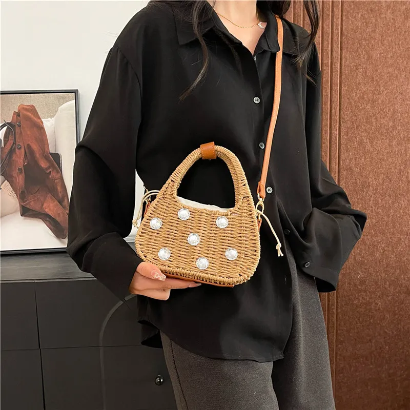 RUIPAI Woven Handbag Regular Women's Beige/Khaki-13
