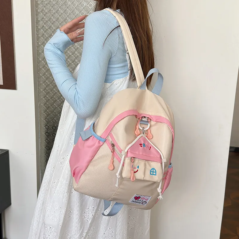 RUIPAI Oxford Backpack Regular Women's Beige/Blue/Black-4