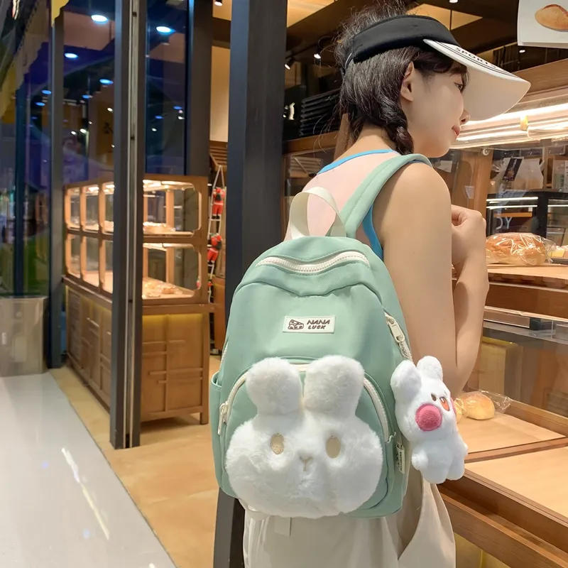 PINK·LAND Nylon Backpack Women's Black/Pink/Green/Orange/Purple-14