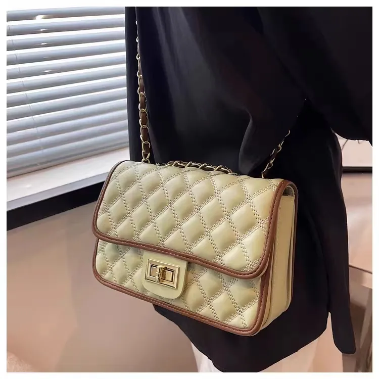 PINK·LAND PU Shoulder Bag Crossbody Bag Regular Women's Black And White/Yellow And Green/Ecru/Brown-14