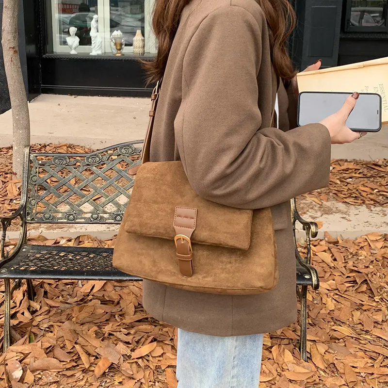 PINK·LAND Suede Shoulder Bag Women's-3