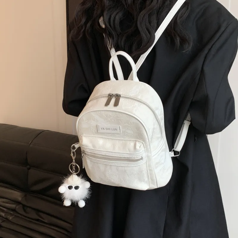 PINK·LAND PU Backpack Women's Black/Silver/Pink/White-12