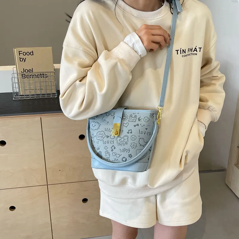 RUIPAI PU Bucket Bag, Shoulder Bag, Crossbody Bag, Handbag Regular Women's Pink/Ecru/Blue/Khaki-18