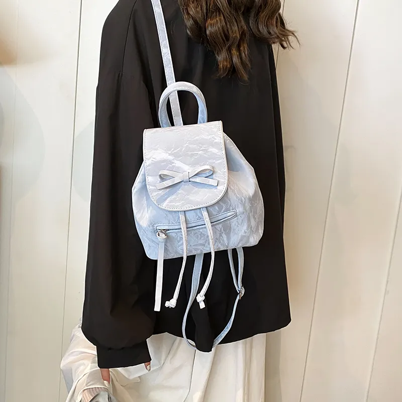 PINK·LAND PU Backpack Regular Women's Blue/Silver/White/Black-1