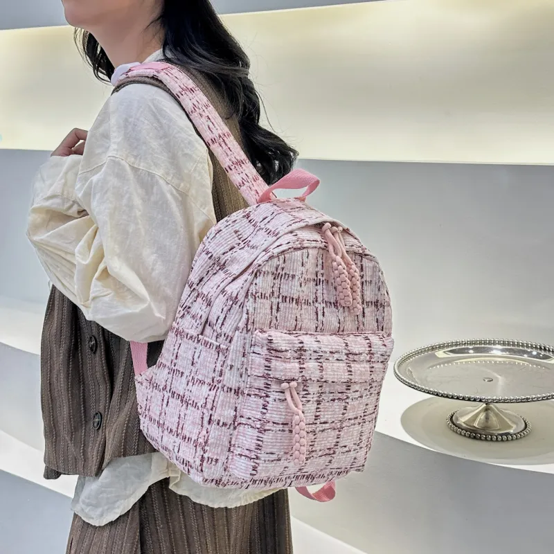 PINK·LAND Nylon Backpack Unisex Blue/Pink/Green-8
