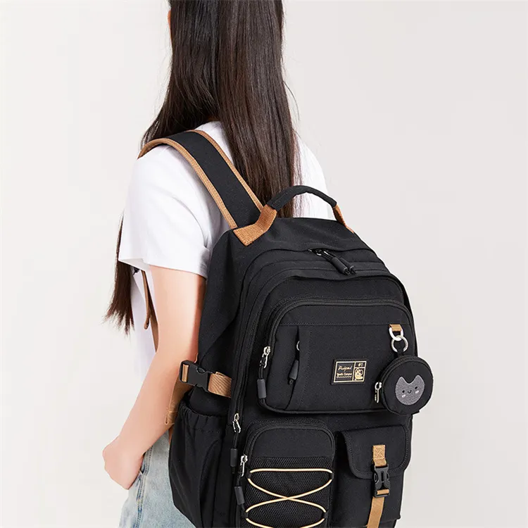 RUIPAI Oxford Fabric Blend Backpack Unisex Beige/Taro Purple/Black-6