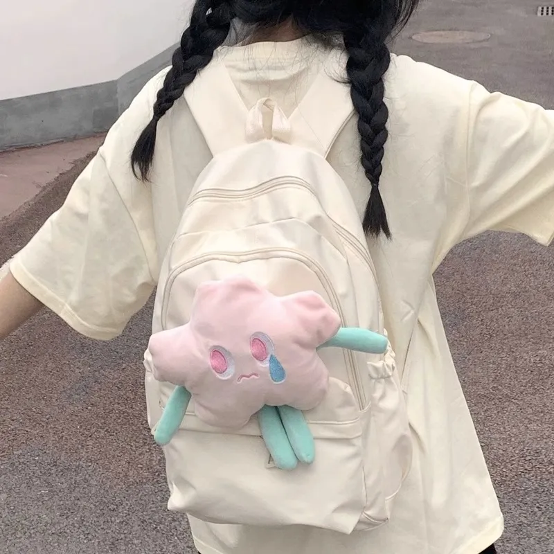 PINK·LAND Nylon Backpack Medium Size Women's White/Pink/Green/Yellow-1