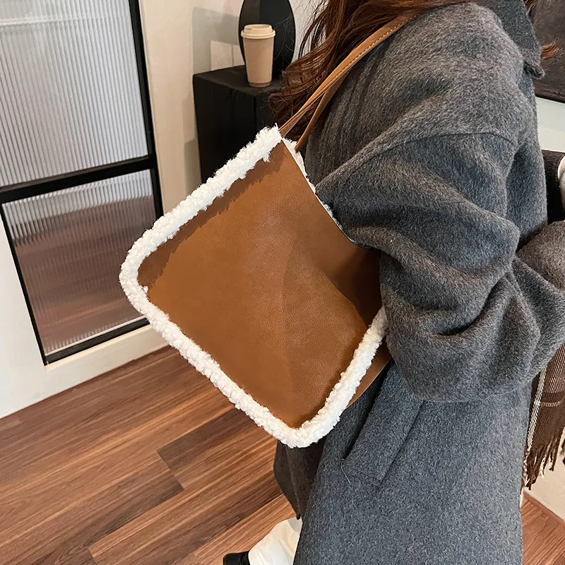 RUIPAI Suede Handbag, Shoulder Bag Regular Women's Brown/Coffee/Caramel/Green-4