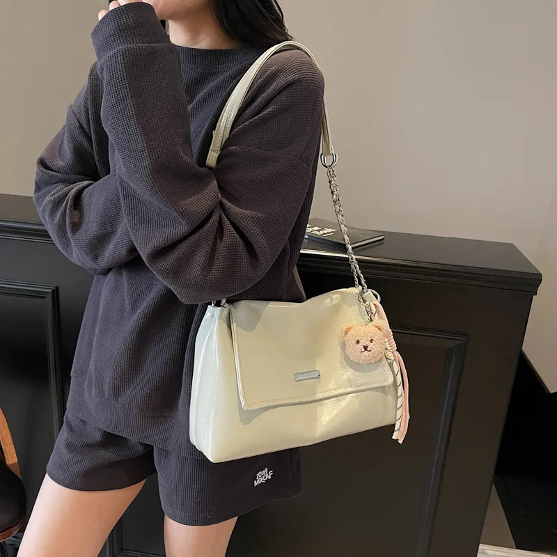 PINK·LAND Pu Shoulder Bag Women's Black/Ecru/Gray/Pink/Khaki-44