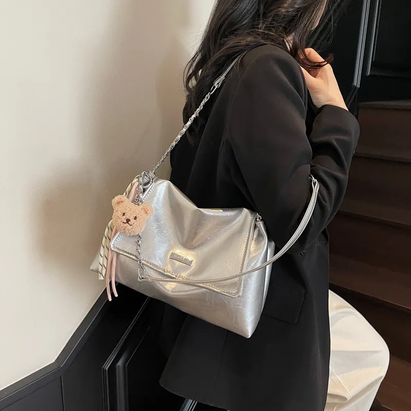 PINK·LAND Pu Shoulder Bag Women's Black/Ecru/Gray/Pink/Khaki-35