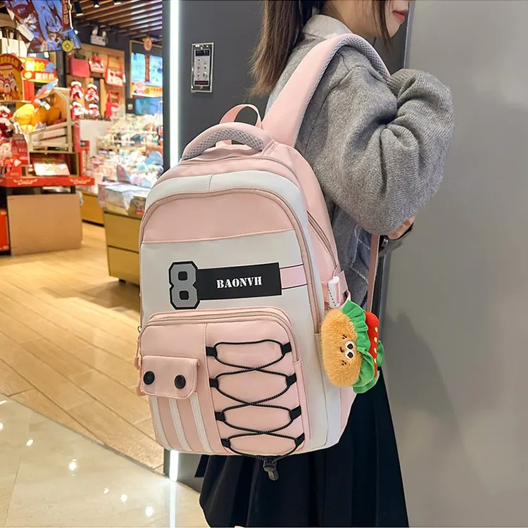 PINK·LAND Nylon Backpack Regular Unisex Multicolor-3