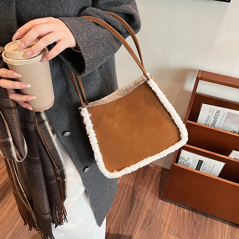 RUIPAI Suede Handbag, Shoulder Bag Regular Women's Brown/Coffee/Caramel/Green-2
