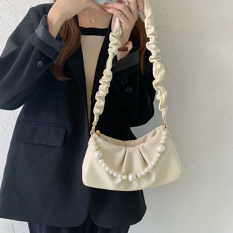 PINK·LAND PU Shoulder Bag Crossbody Portable Small Bag Shoulder Bag Regular Women's Ecru/Black-4