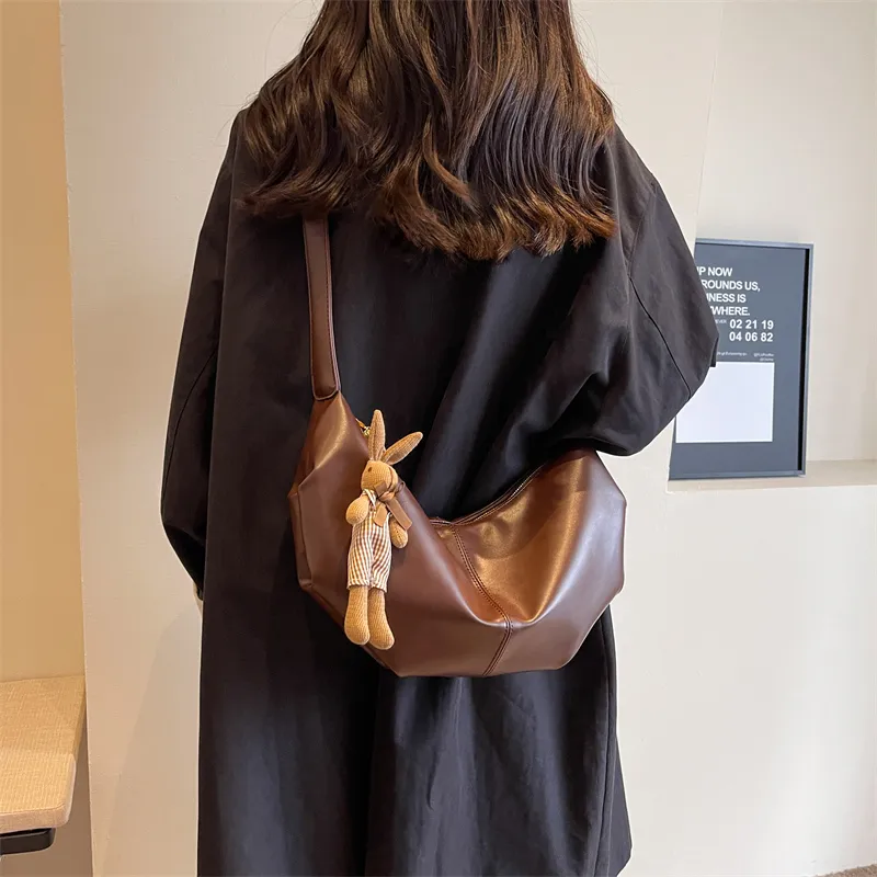 RUIPAI PU Water Dumpling Shoulder Bag Women's Black/Ecru/Coffee/Brown/Green-18