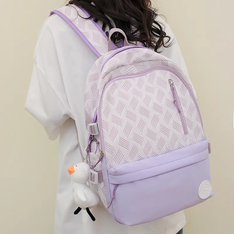 RUIPAI Nylon Backpack Regular Women's Light Purple/Light Green/Light Blue/Pink/Gray-2