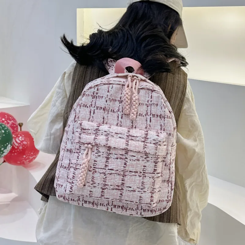 PINK·LAND Nylon Backpack Unisex Blue/Pink/Green-10
