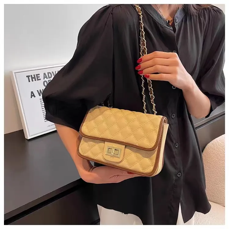 PINK·LAND PU Shoulder Bag Crossbody Bag Regular Women's Black And White/Yellow And Green/Ecru/Brown-10