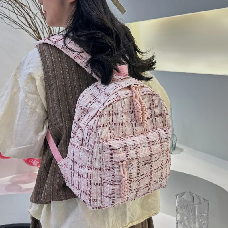 PINK·LAND Nylon Backpack Unisex Blue/Pink/Green-11