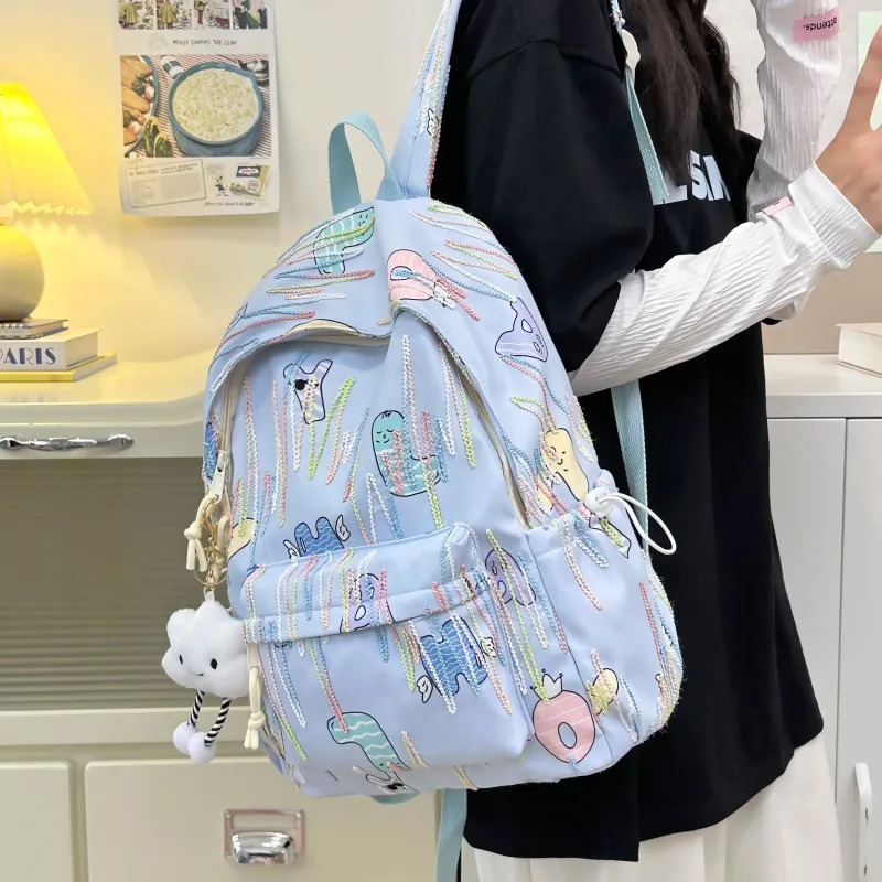 PINK·LAND Nylon Backpack Women's Multicolor-6